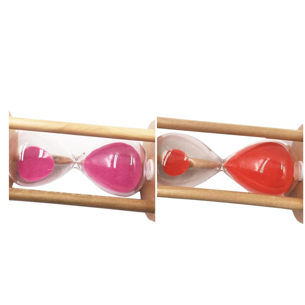 Oblique Wood Round Hourglass Sandglass SandTimer Clock 15 Minutes Red Sand