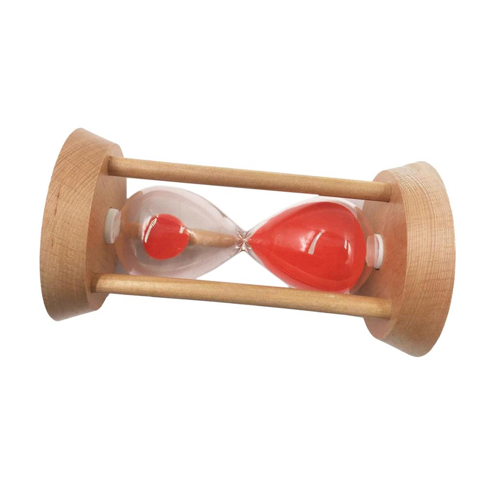 Oblique Wood Round Hourglass Sandglass SandTimer Clock 15 Minutes Red Sand
