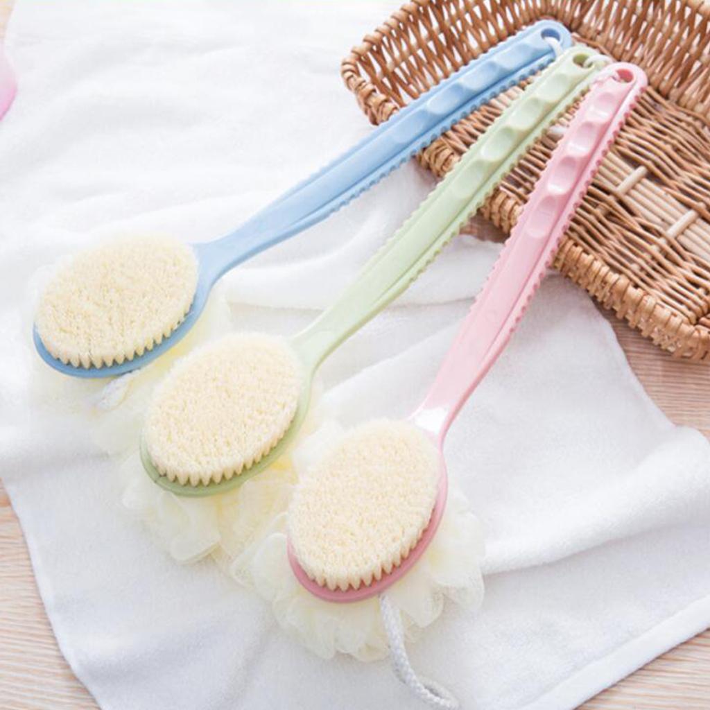 Plastic Long Handle Scrub Skin Massage Shower Brush Bath Back Brush Green