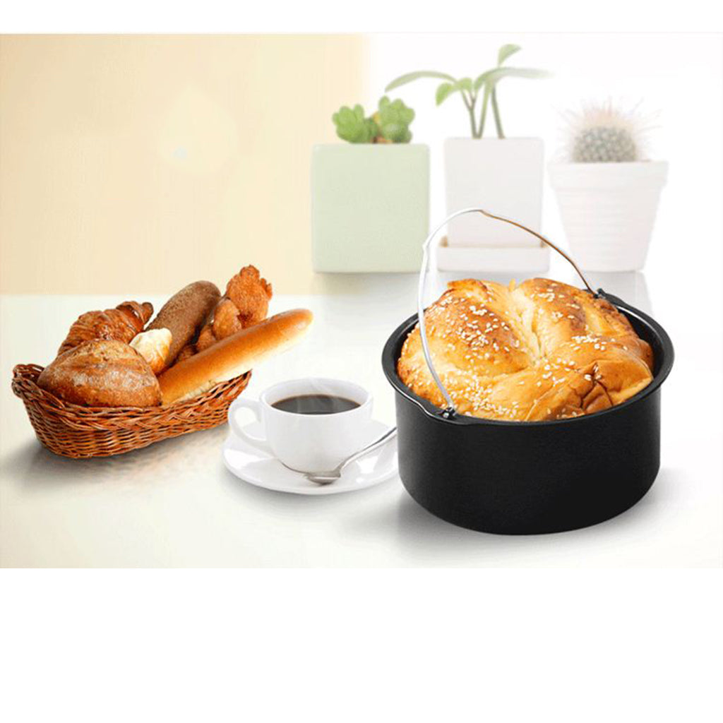 5Pcs Air Fryer Accessories Set Chips Baking Basket Pizza Pan Dish Pan & Rack