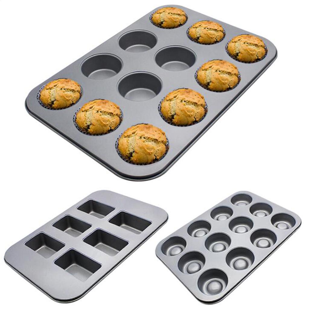 French Cake Mold Carbon Steel Mousse Baking Mould Bakeware 12 Holes Flat Cup