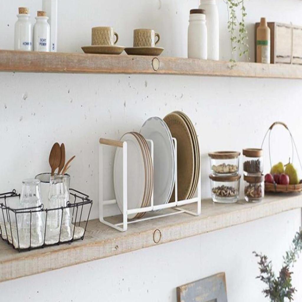3 Grid Dish Drainer Metal Kitchenware Storage Rack Plates Rack Stand Holder