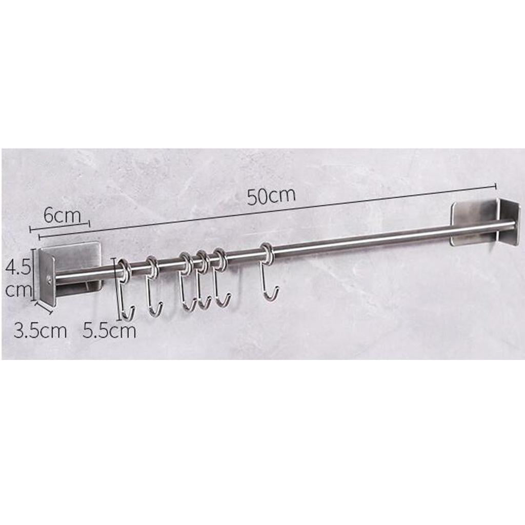 Kitchen Utensil Hanging Rail Rack Organiser Wall Mount Stainless Single Rod