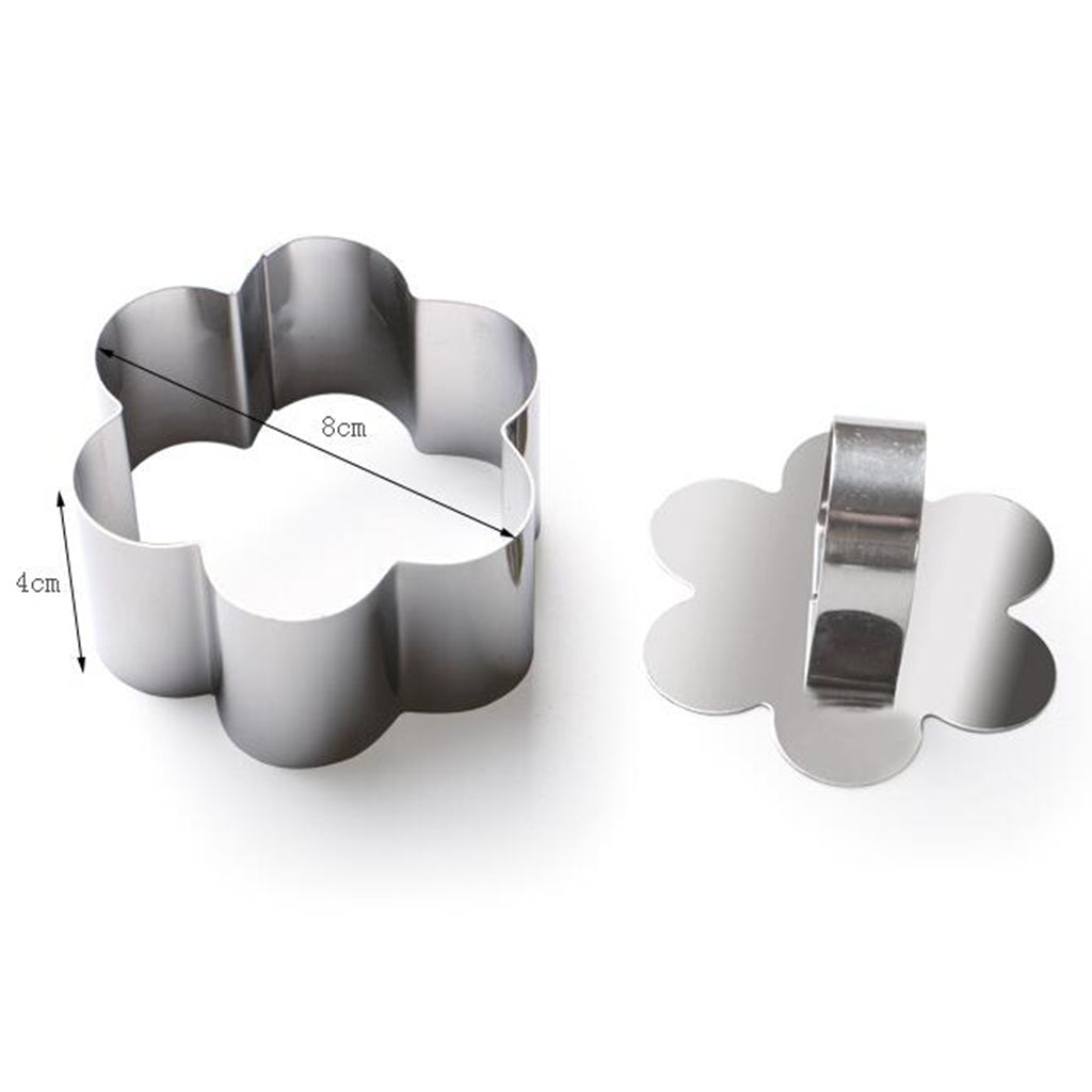 Stainless Steel Cake Ring Dessert Mousse Mold with Pusher & Lifter Flower