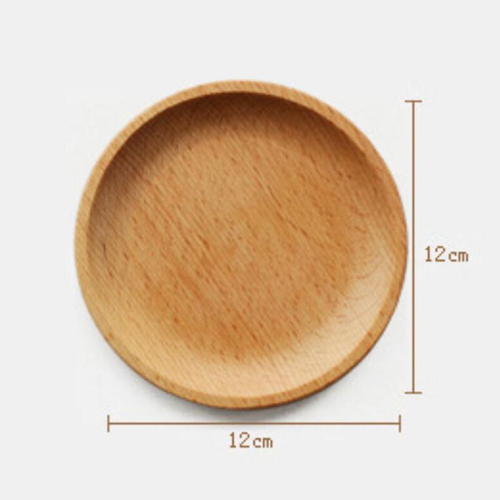 Tea Serving Tray Food Dish Fruit Platter Dessert Wood Breakfast Plate Round