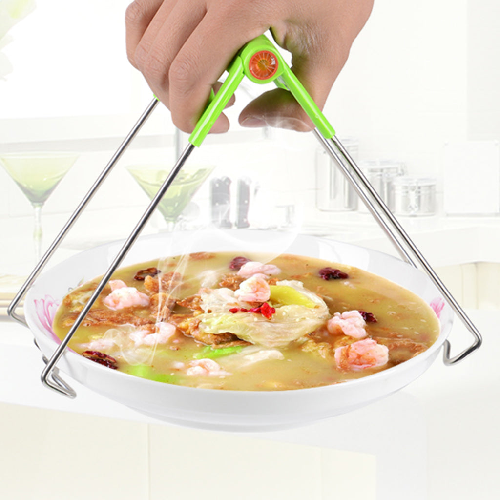 Stainless Steel Plate Gripper Clip Foldable Dish Tong Anti Heat Bowl Clamp