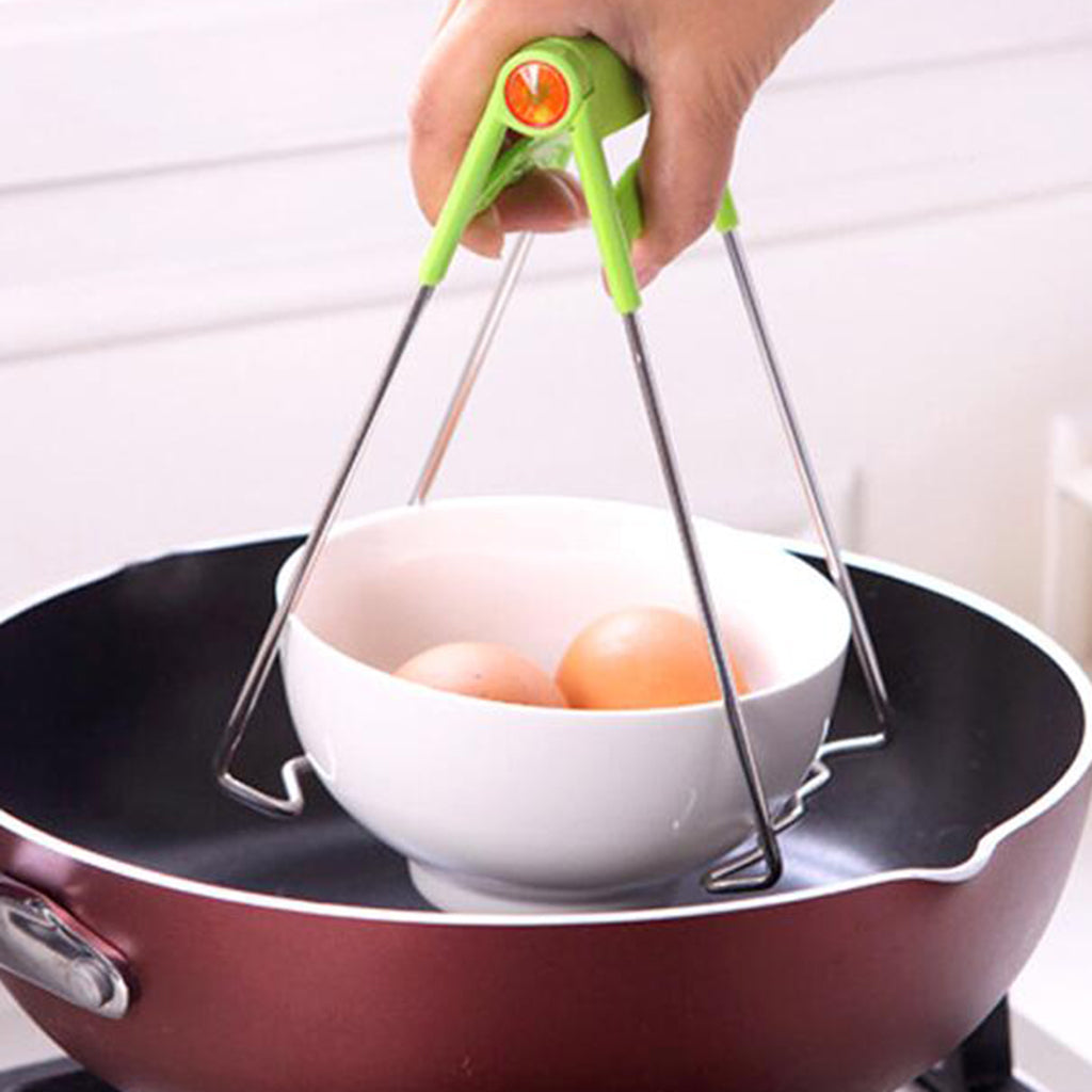 Stainless Steel Plate Gripper Clip Foldable Dish Tong Anti Heat Bowl Clamp