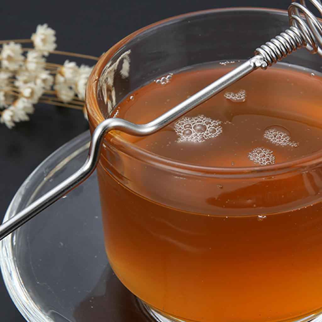Stainless Steel Honey Dipper Spoon Stirring Cream Egg Beater Hand Mixer