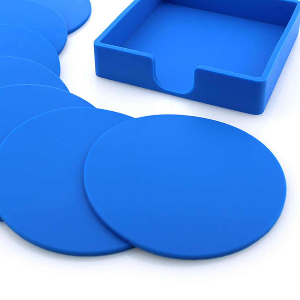 9.8cm Round Silicone Coaster Cup Holder Glass Cushion Tableware Blue