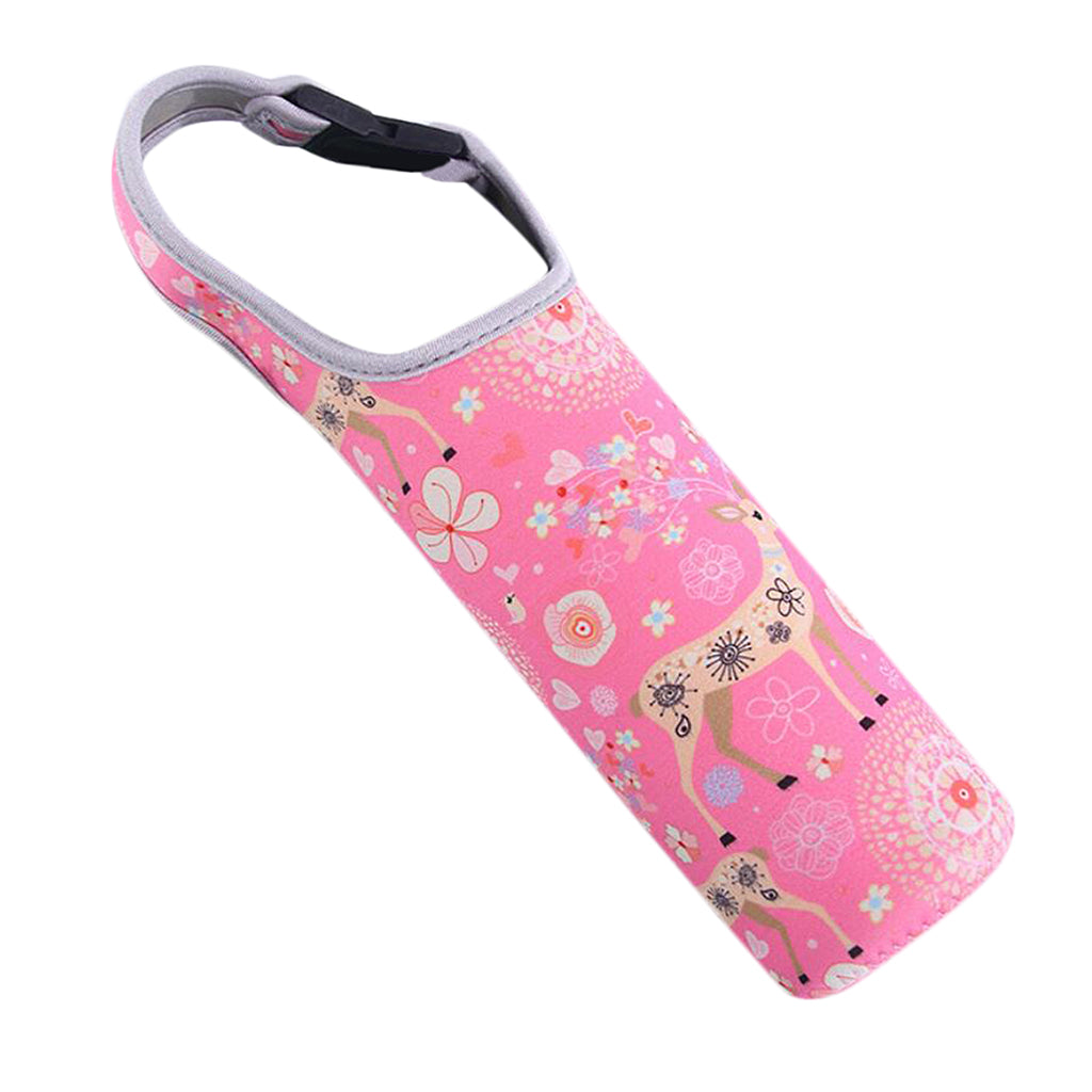 Neoprene Thermal Travel Vacuum Mug Bottle Bag Tote Cover Holder Pink Deer