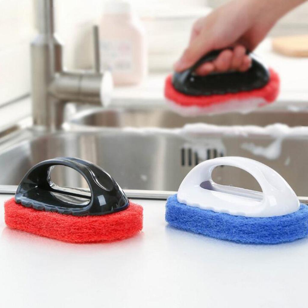 Soft Sponge Brush For Tiles Brush Kitchen Supplies Wash Pot Bathtub Red
