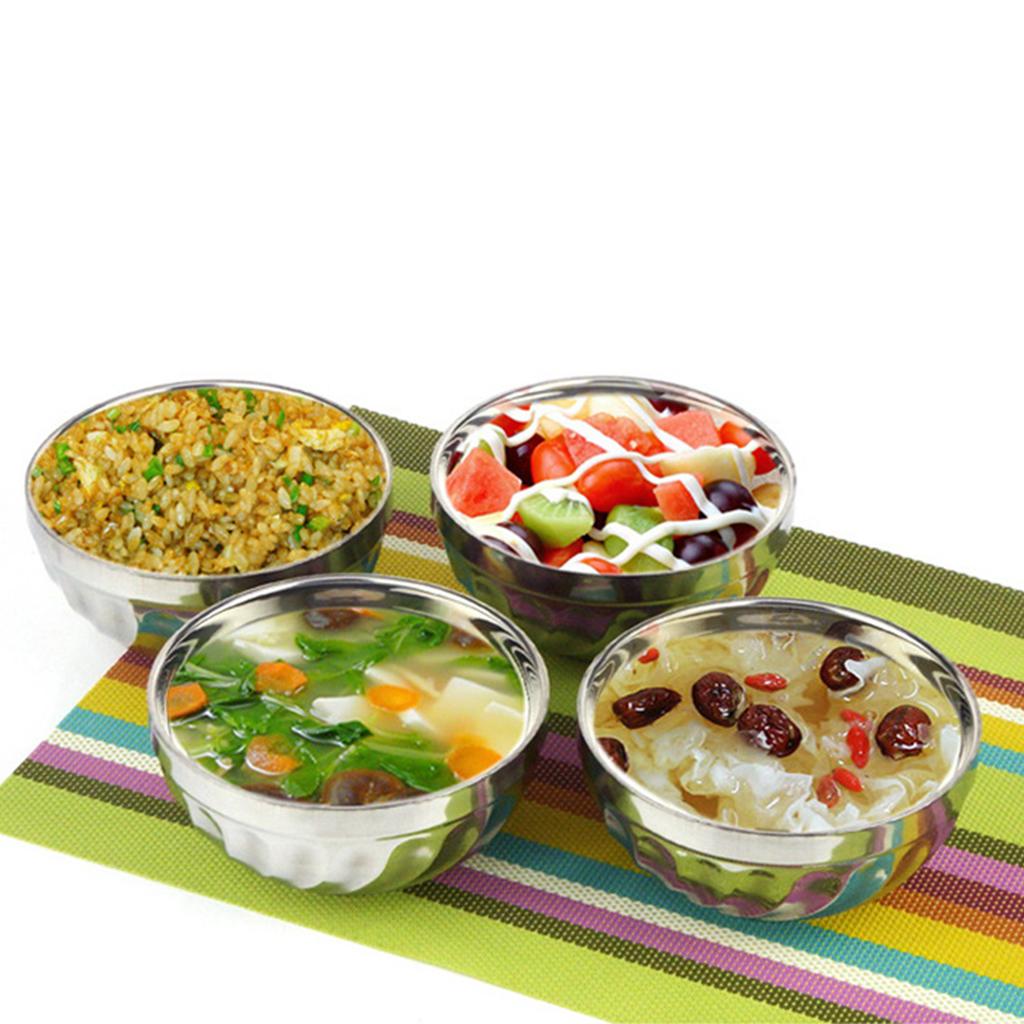 Kids Stainless Steel Double-deck Bowl Silver Color Dual-Layers Container 14CM