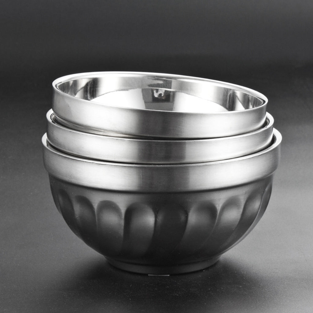 Kids Stainless Steel Double-deck Bowl Silver Color Dual-Layers Container 15CM