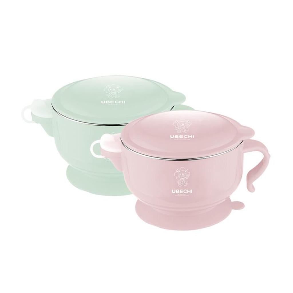 Water Insulation Bowl Non-slip Stainless Steel Baby Feeding Tableware Green