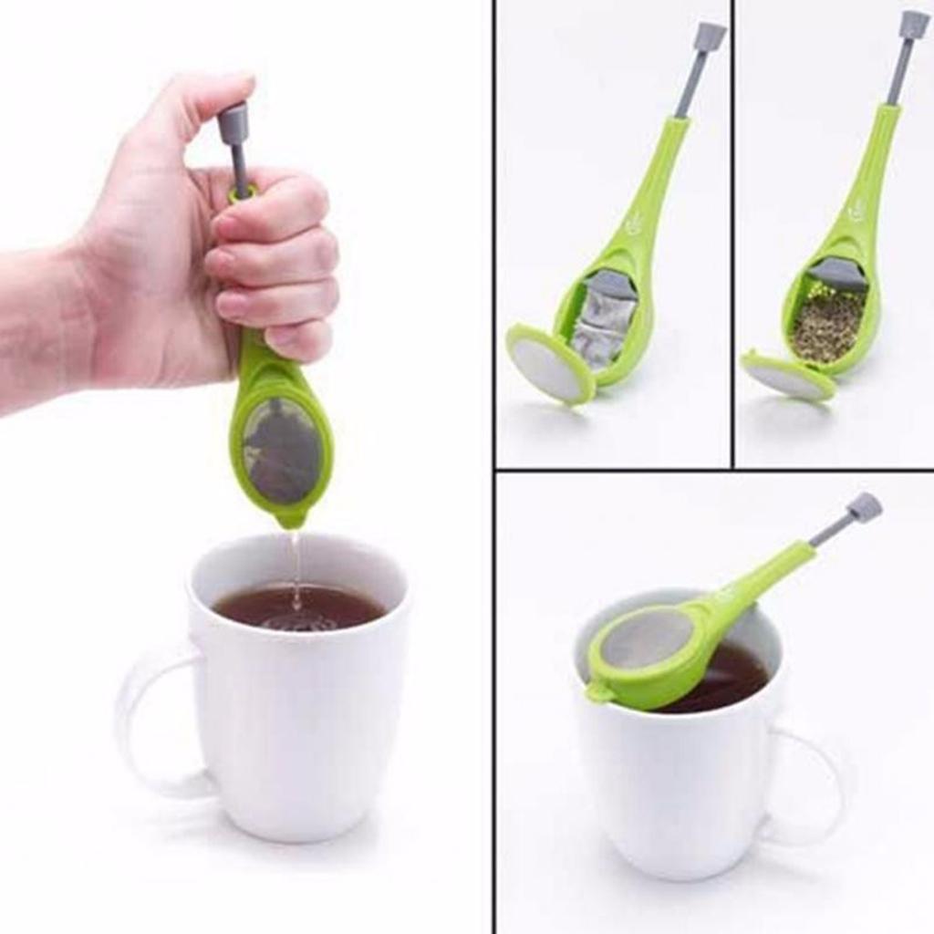 Hand Press Filter Silicone Tea Infuser Loose Tea Leaf Strainer Green
