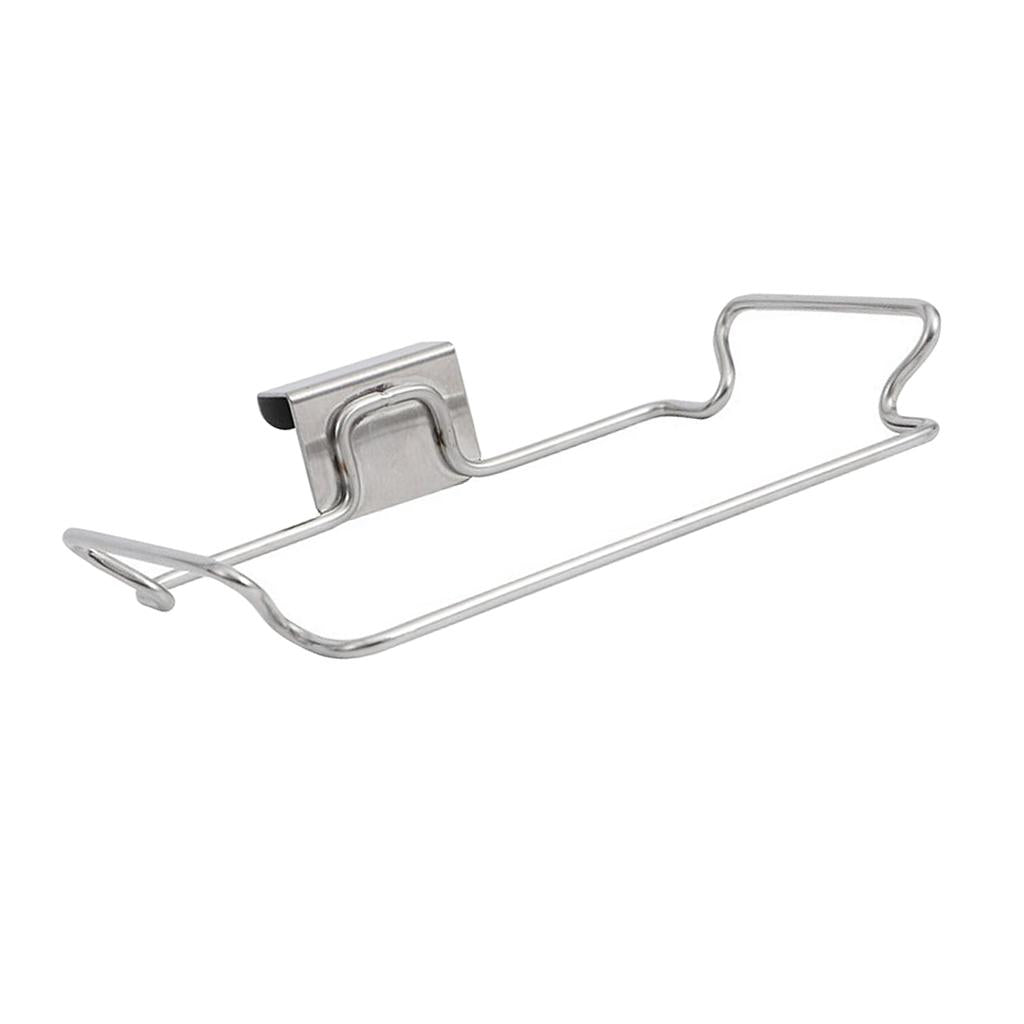 Stainless Steel Door Garbage Trash Bag Towel Can Rack Holder Kitchen Tool