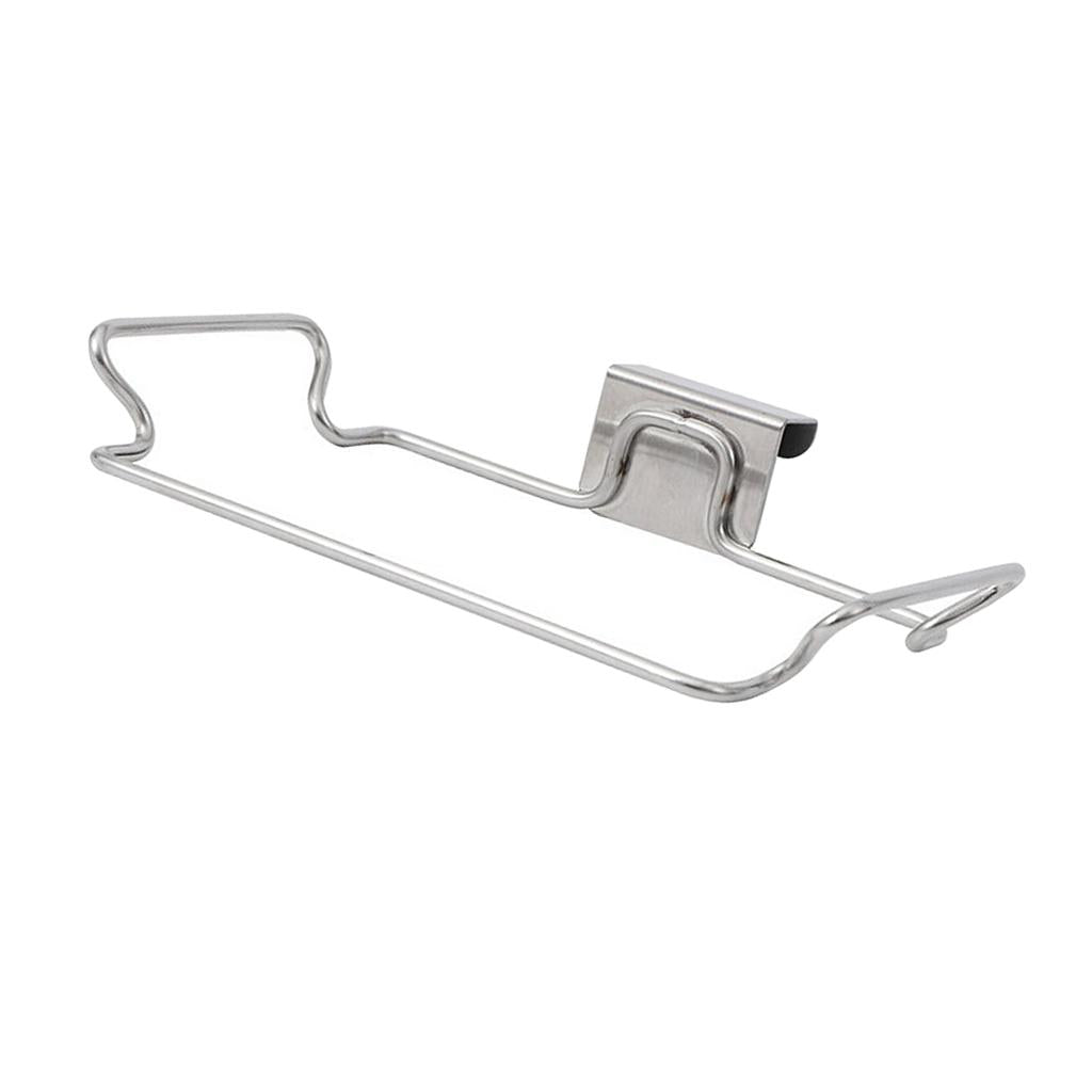 Stainless Steel Door Garbage Trash Bag Towel Can Rack Holder Kitchen Tool