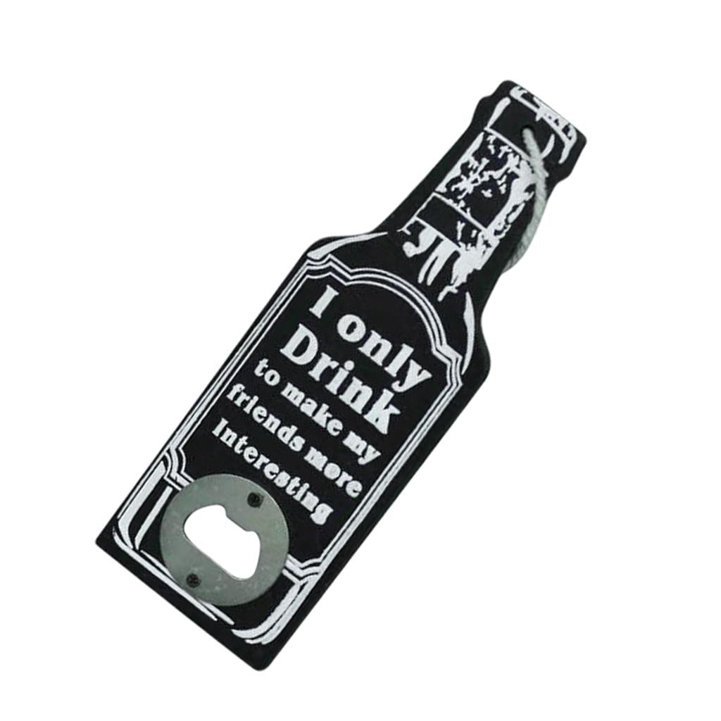 Vintage Wooden Multipurpose Beer Bottle Opener Wall Mounted Black Ionly