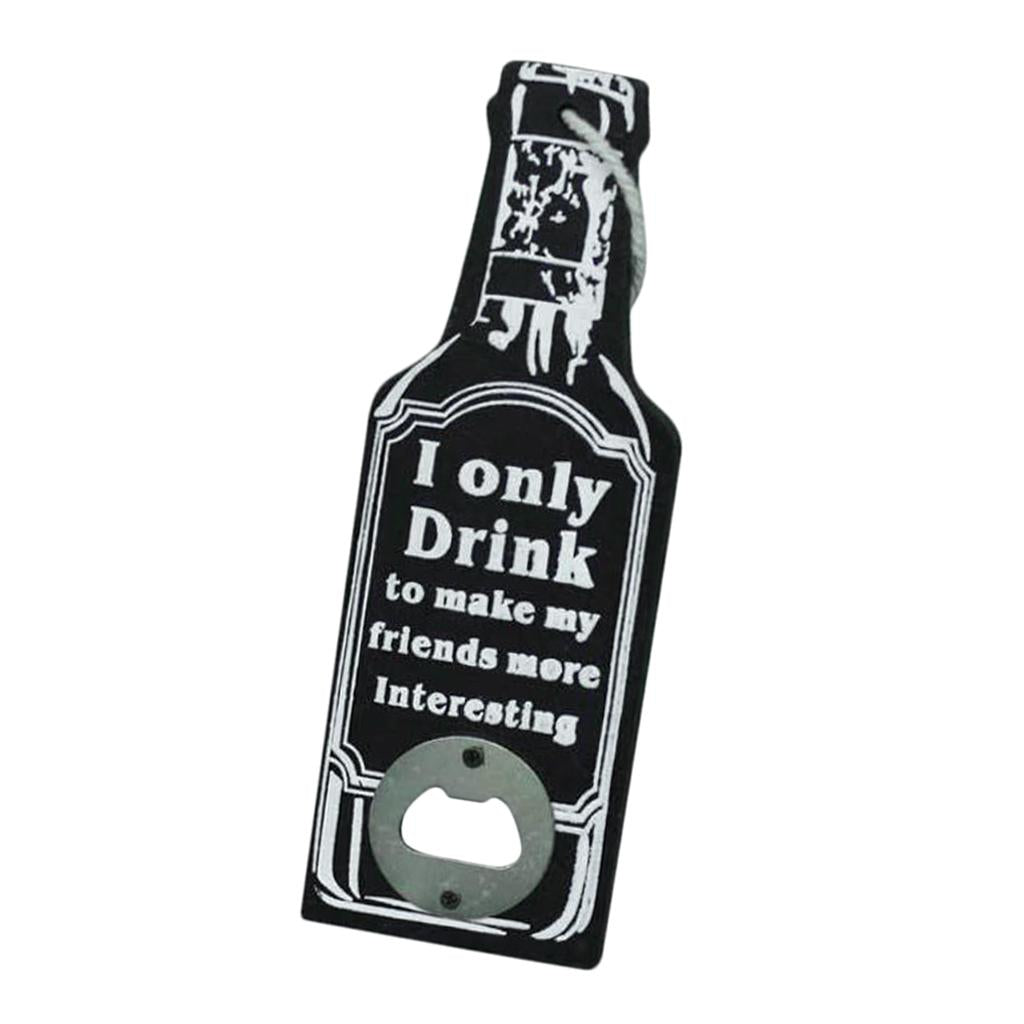 Vintage Wooden Multipurpose Beer Bottle Opener Wall Mounted Black Ionly