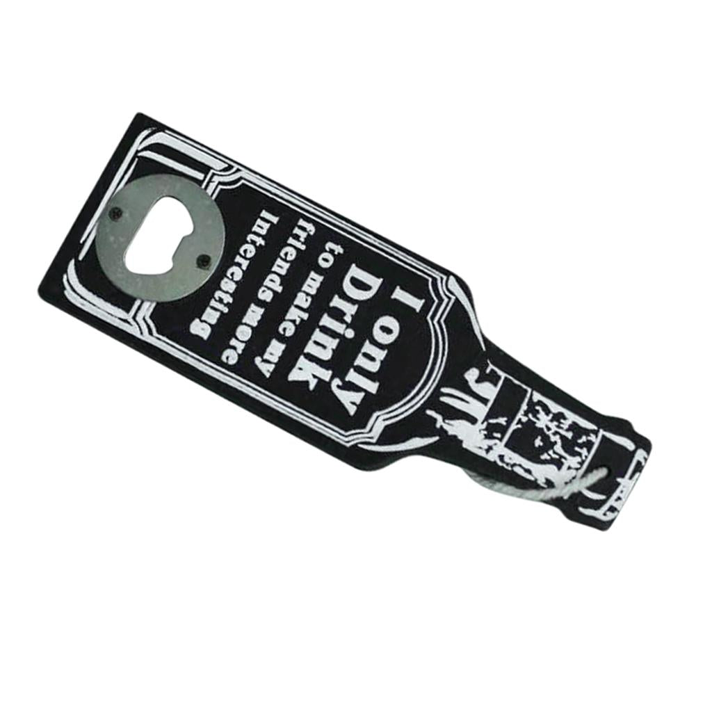 Vintage Wooden Multipurpose Beer Bottle Opener Wall Mounted Black Ionly