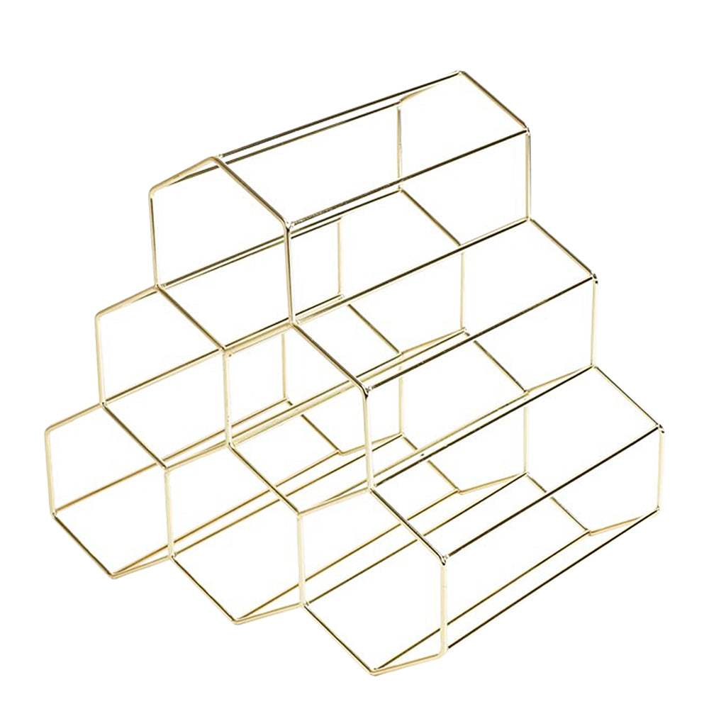 Creative Triangle 6 Bottle Wine Rack Storage Holder Kitchen Bar Gold