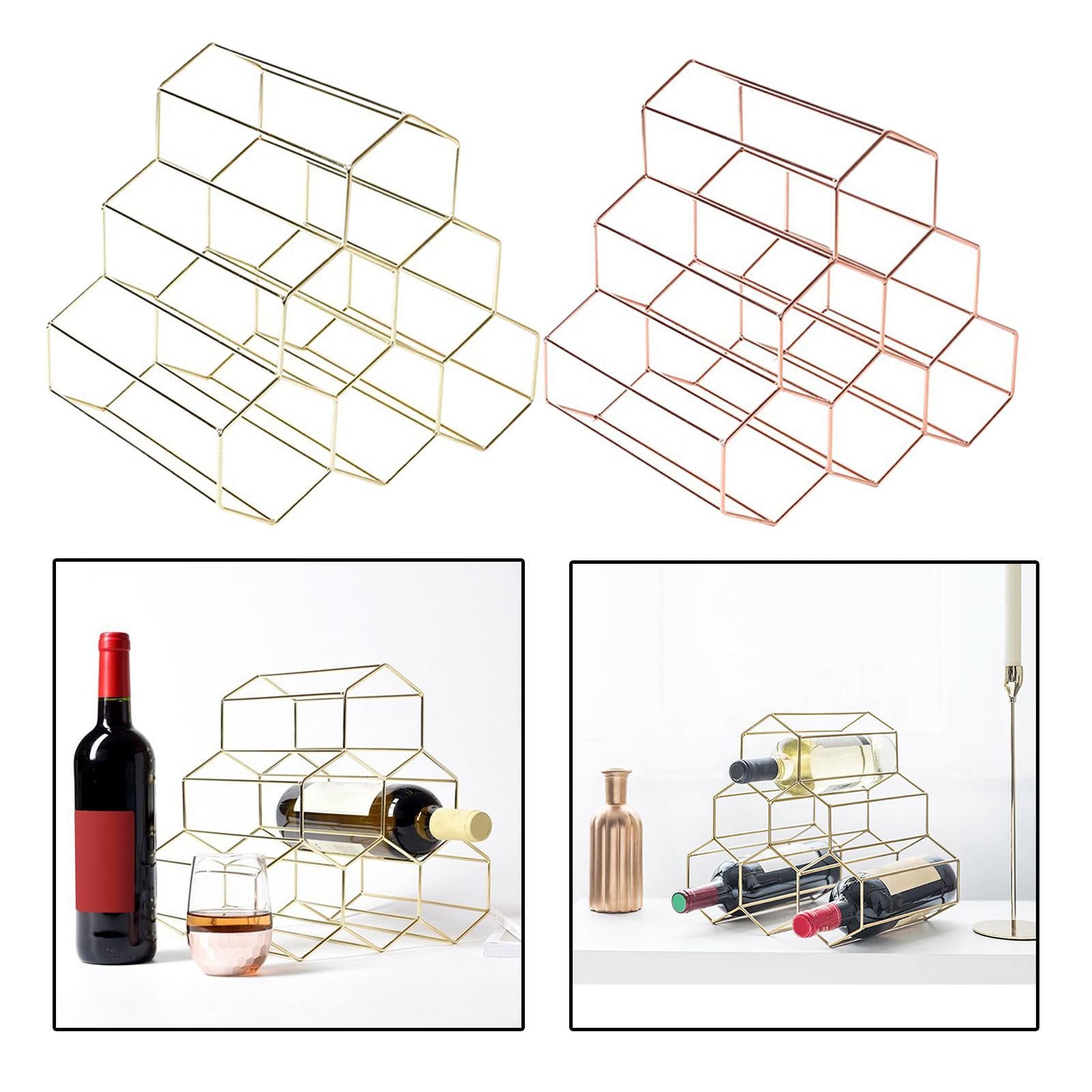 Creative Triangle 6 Bottle Wine Rack Storage Holder Kitchen Bar Gold