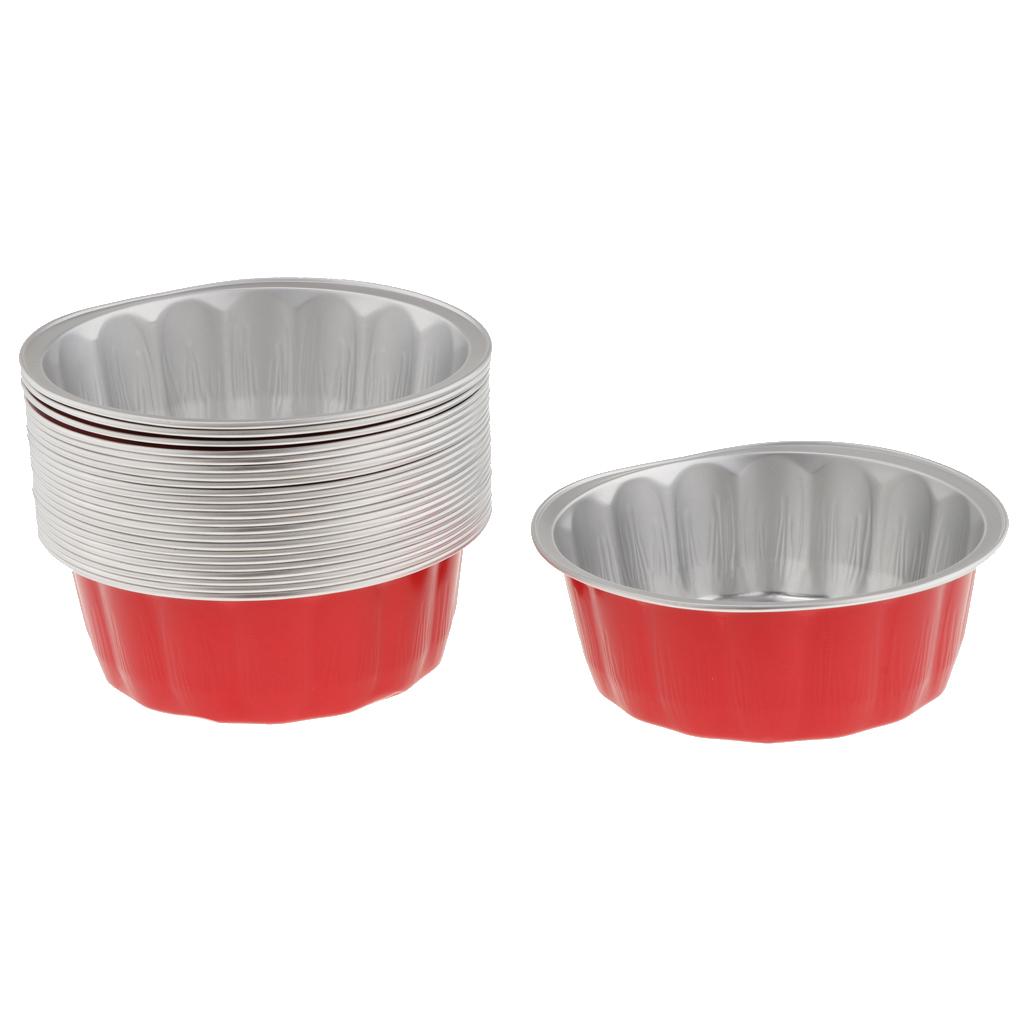 Disposable Aluminum Foil Cups for Muffin Cupcake Bake Ramekin Cup Red