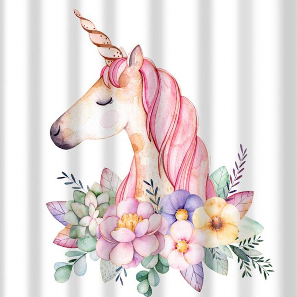 Digital Printing Polyester Bath Shower Curtain with 12 Hook Bathroom Unicone