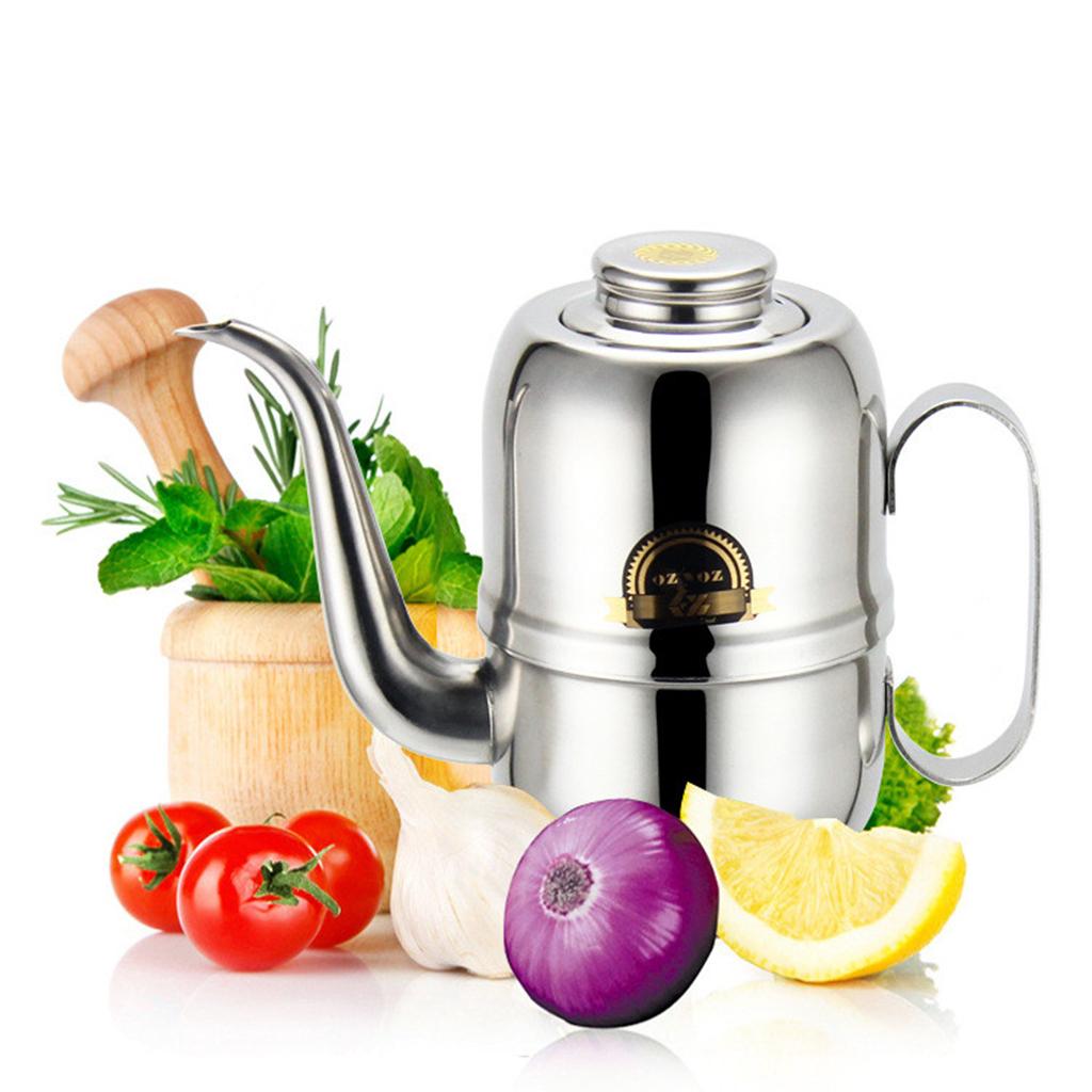 Stainless Steel Olive Oil Vinegar Can Drizzler Cruet Bottle Oil Dispenser 32oz