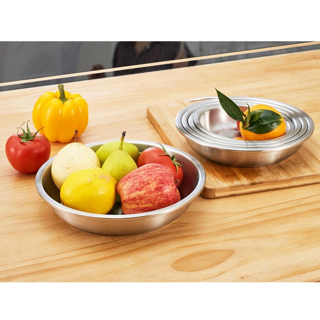 Camping Silver Stainless Steel Tableware Dinner Plate Food Container 24cm