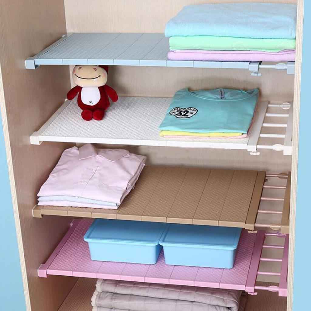 Expandable Shelf Closet Organizer Storage Adjustable Rack Rod White 30-40cm