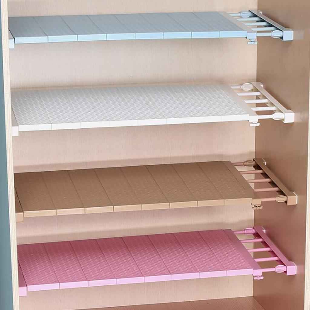 Expandable Shelf Closet Organizer Storage Adjustable Rack Rod White 50-80cm