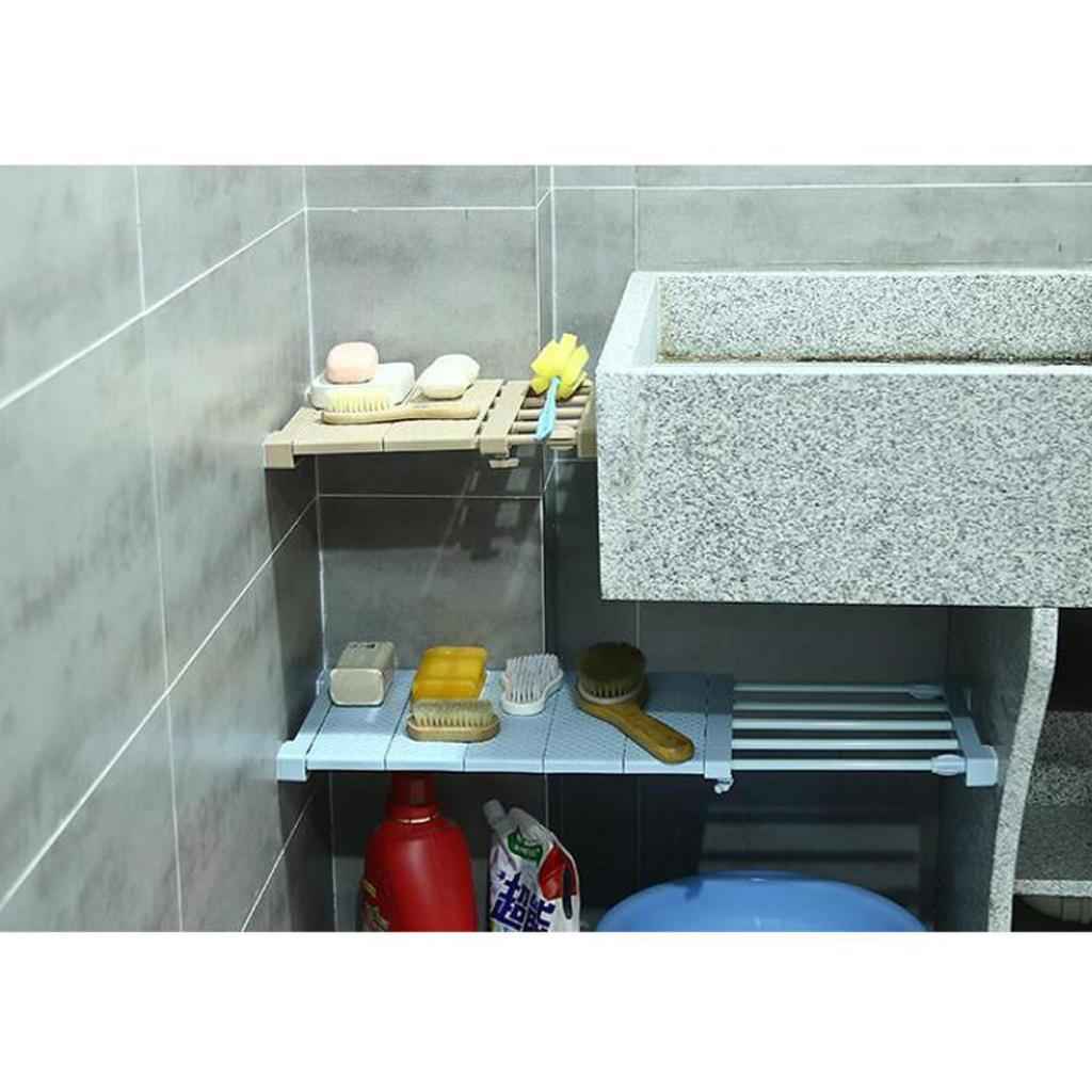 Expandable Shelf Closet Organizer Storage Adjustable Rack Rod White 50-80cm