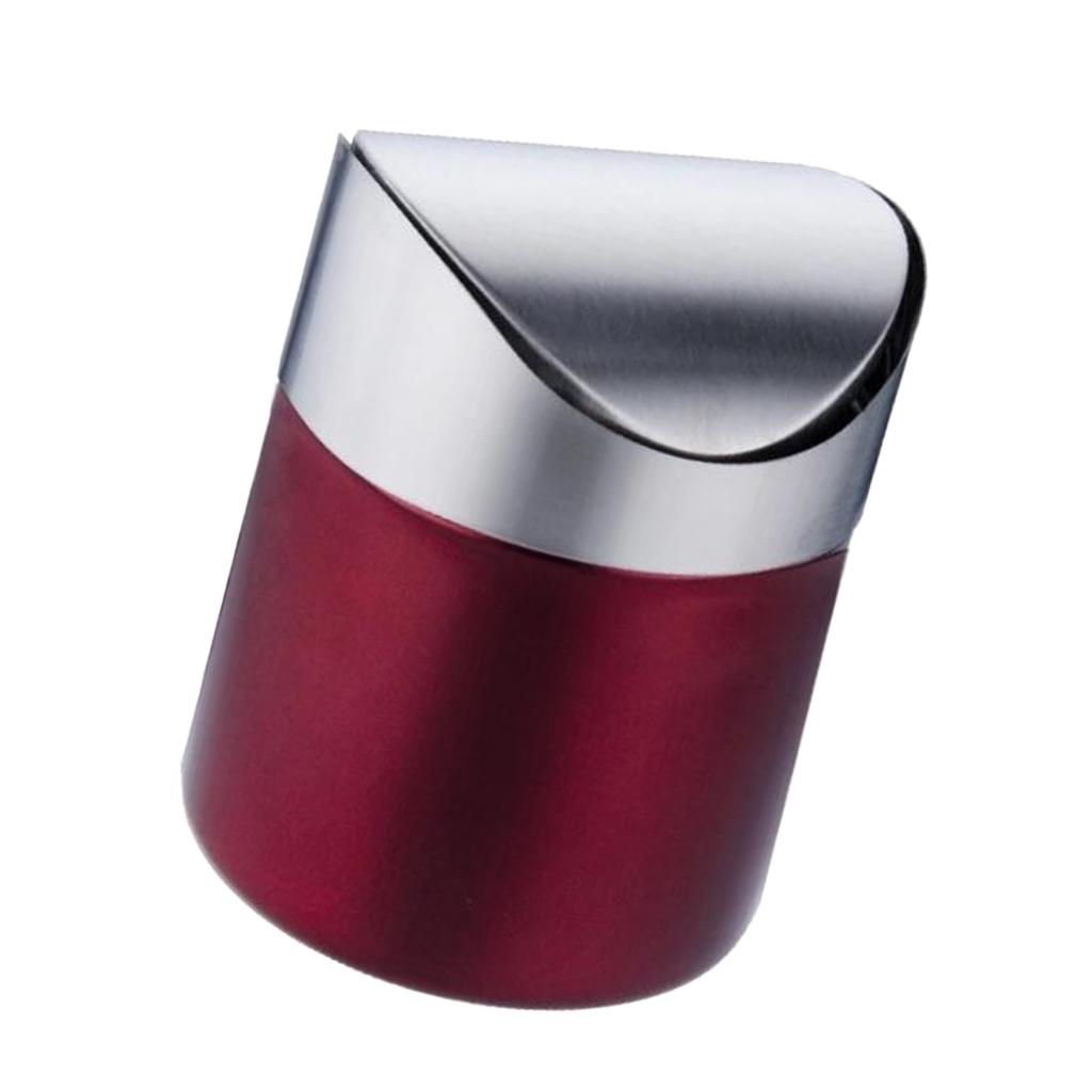 Stainless Steel Ashtray Desktop Mini Trash Can Red