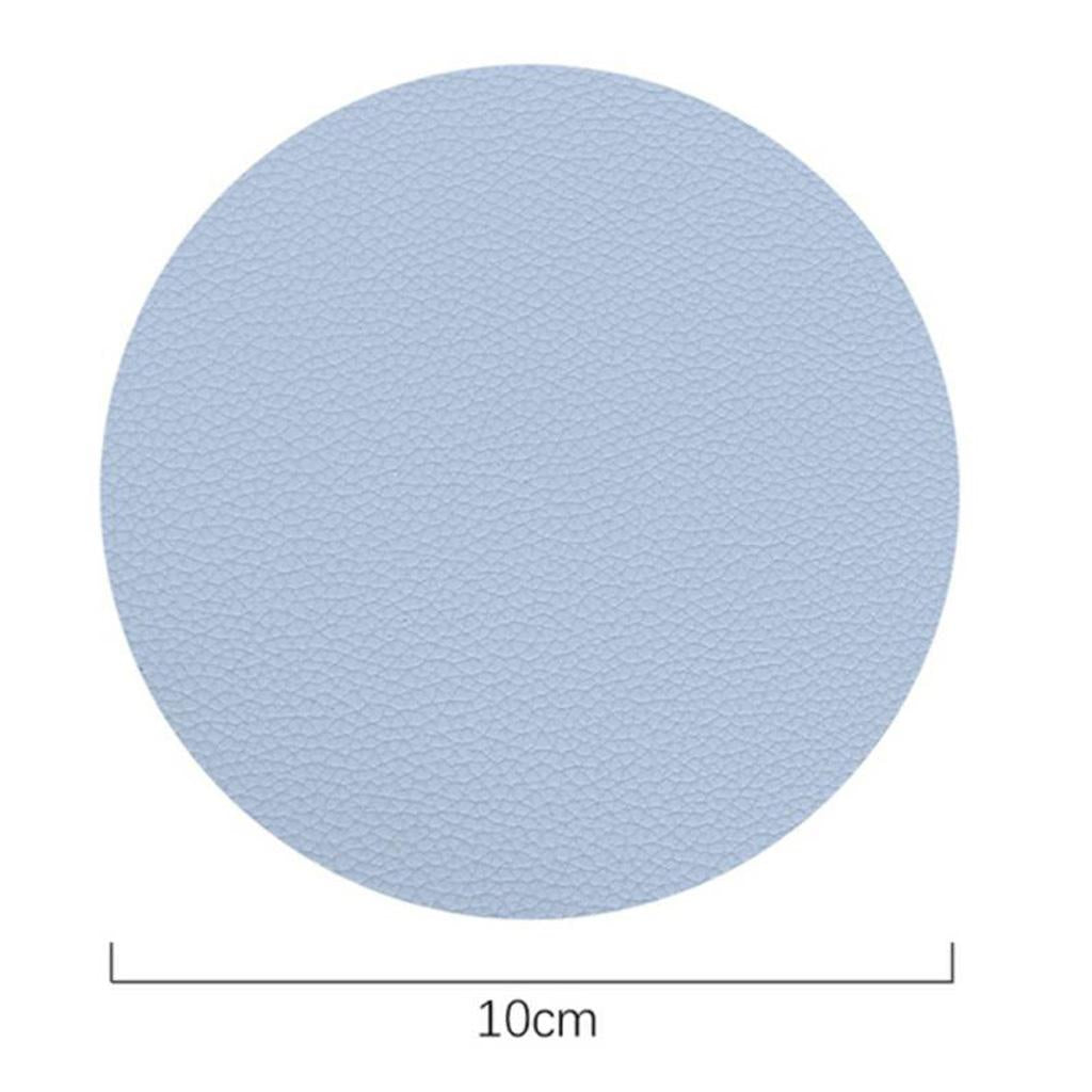 PU Leather Table Drink Cup Mat Heat Insulated Pad Coasters 5 Colors Blue