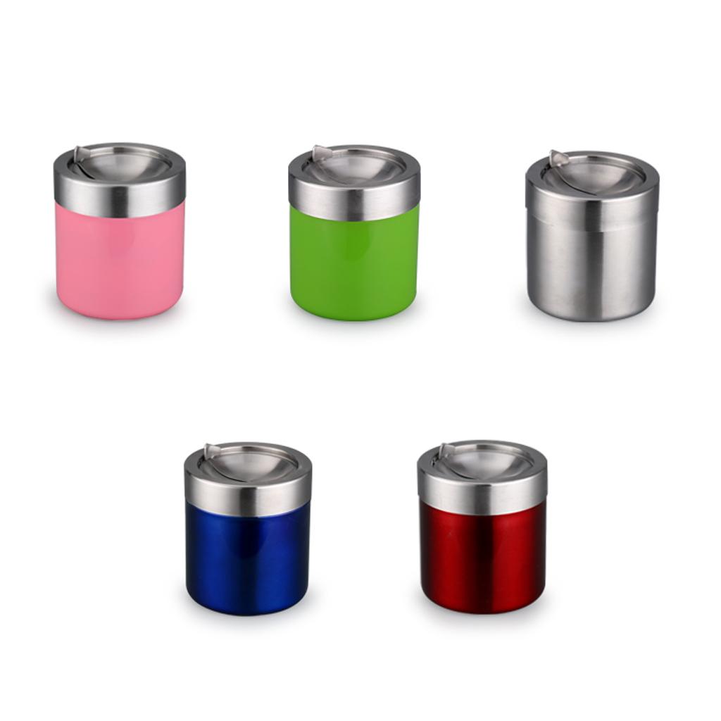 Stainless Steel Ashtray Desktop Mini Trash Can Stand Holder Ash Tray Silver