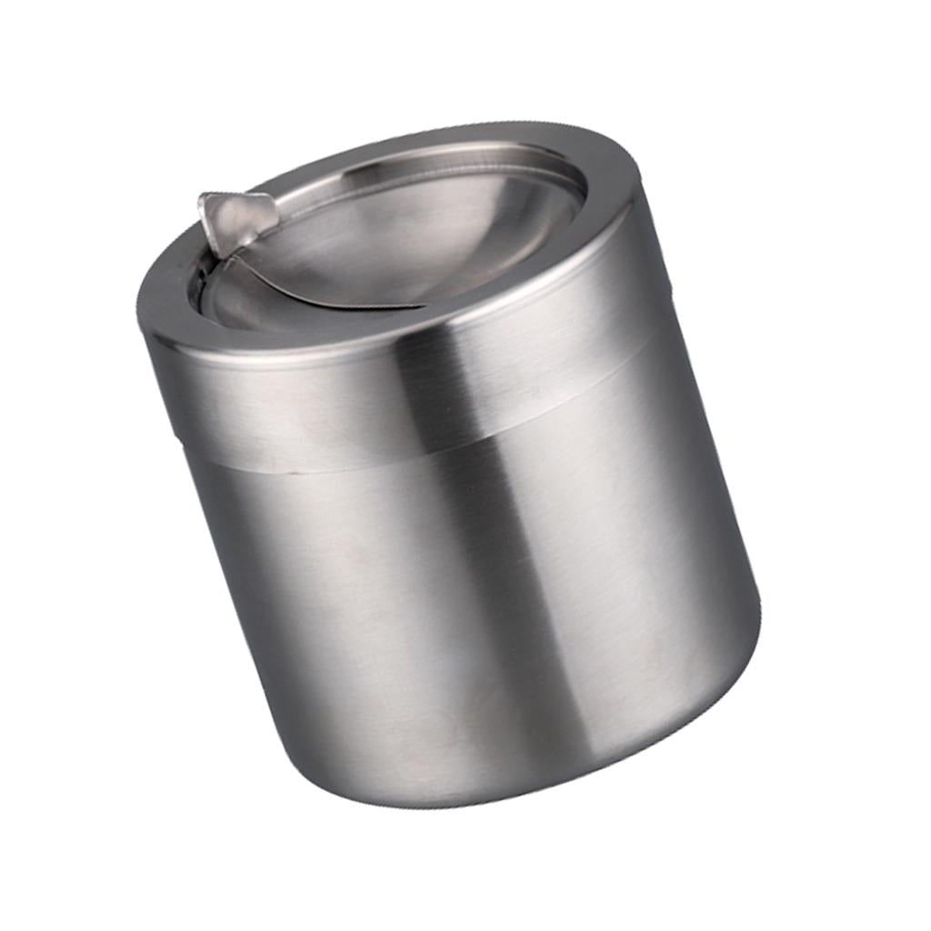 Stainless Steel Ashtray Desktop Mini Trash Can Stand Holder Ash Tray Silver