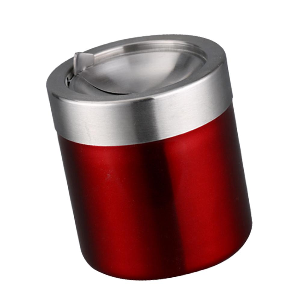 Stainless Steel Ashtray Desktop Mini Trash Can Stand Holder Ash Tray Red