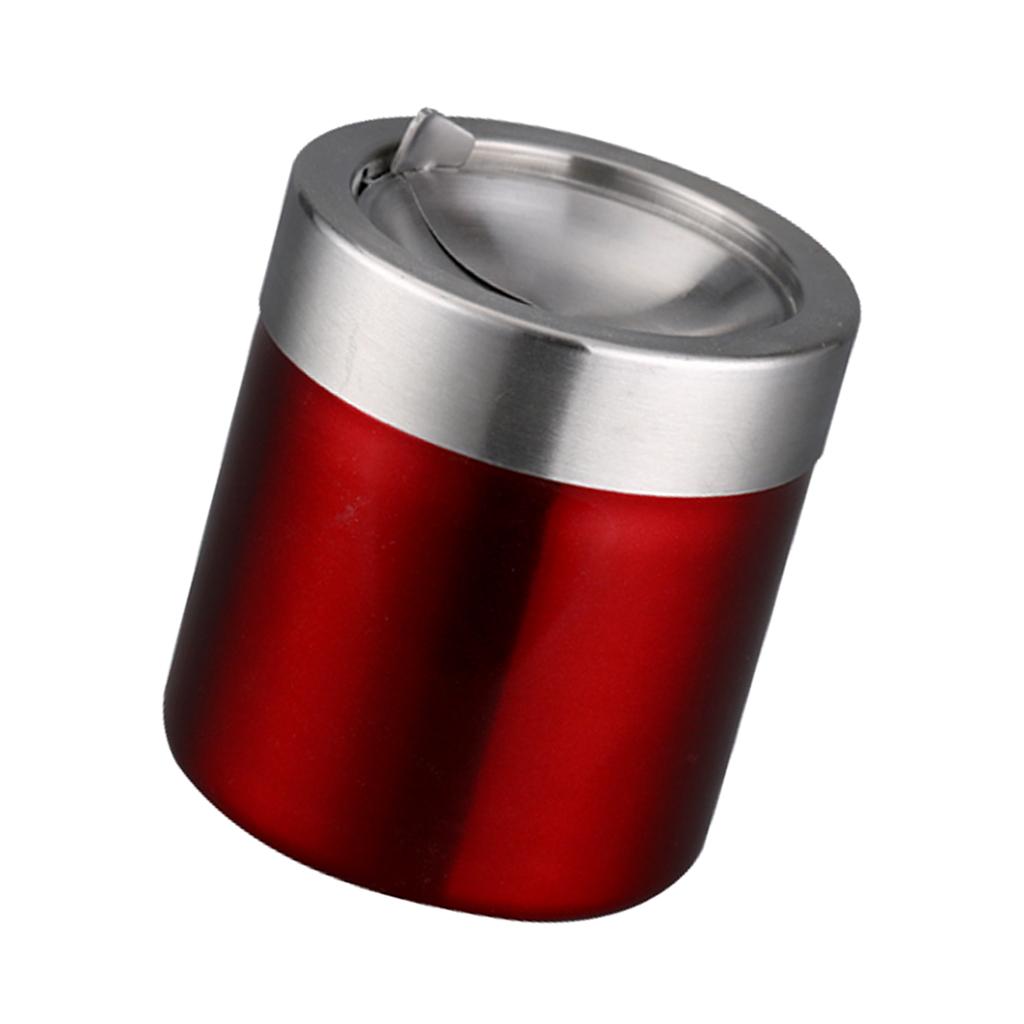 Stainless Steel Ashtray Desktop Mini Trash Can Stand Holder Ash Tray Red