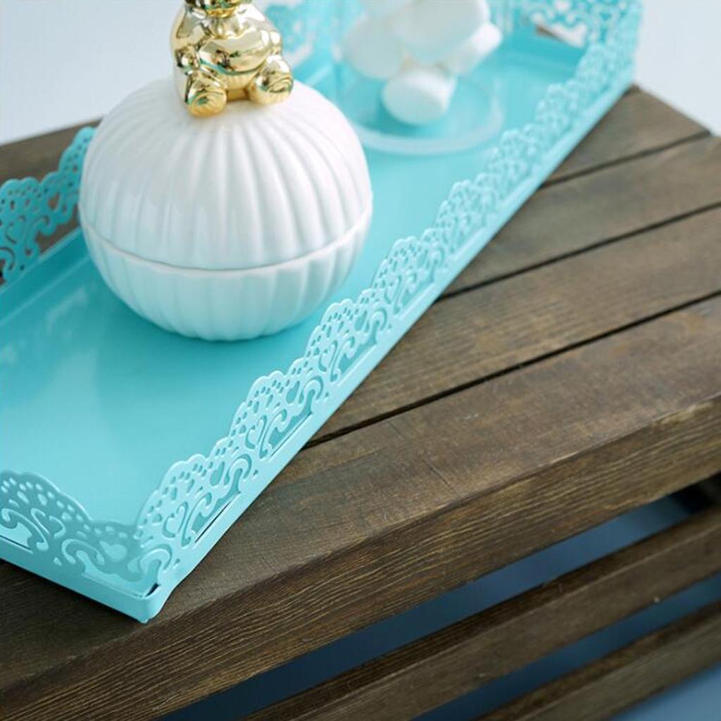 Rectangular Serving Plate Cupcake Cake Dish Tray Kitchen Platter Blue