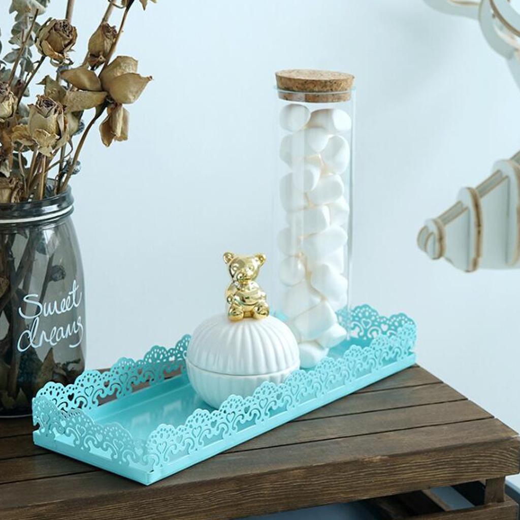 Rectangular Serving Plate Cupcake Cake Dish Tray Kitchen Platter Blue