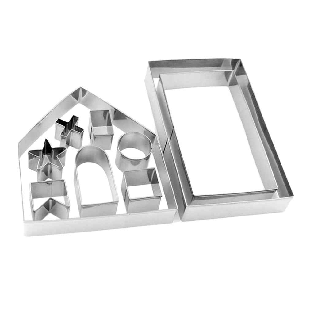10pcs Gingerbread House Cookie Cutter Biscuit Pastry Cake Mold for Christmas