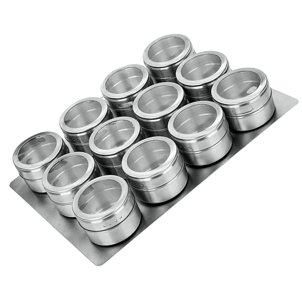 Stainless Steel Spice Jar Condiment Pots Seasoning Pepper 12pcs