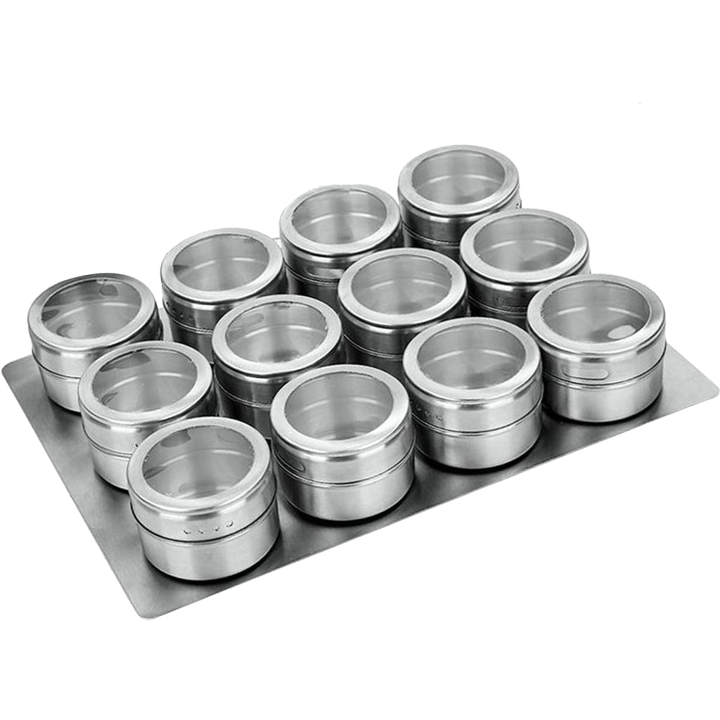 Stainless Steel Spice Jar Condiment Pots Seasoning Pepper 12pcs