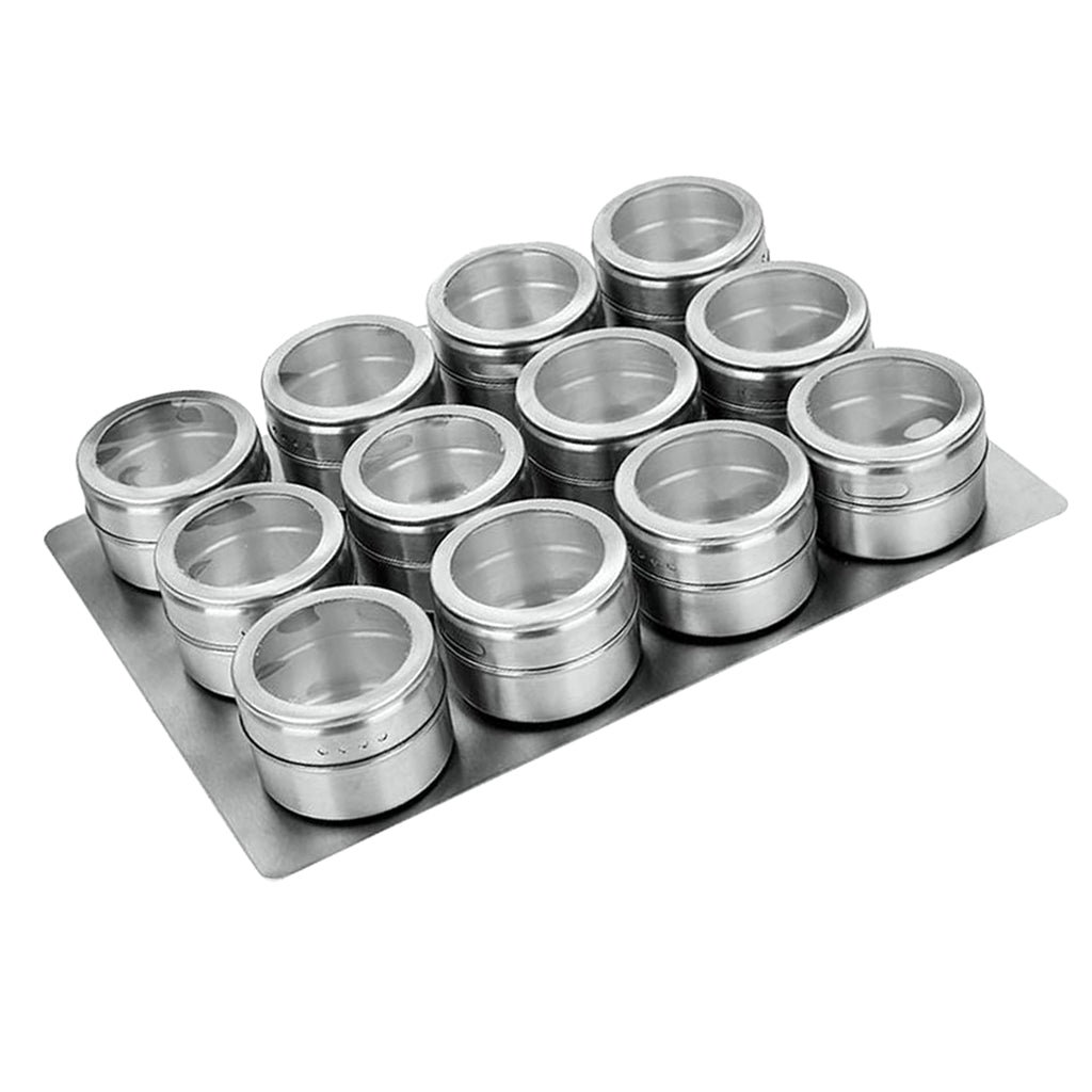 Stainless Steel Spice Jar Condiment Pots Seasoning Pepper 12pcs