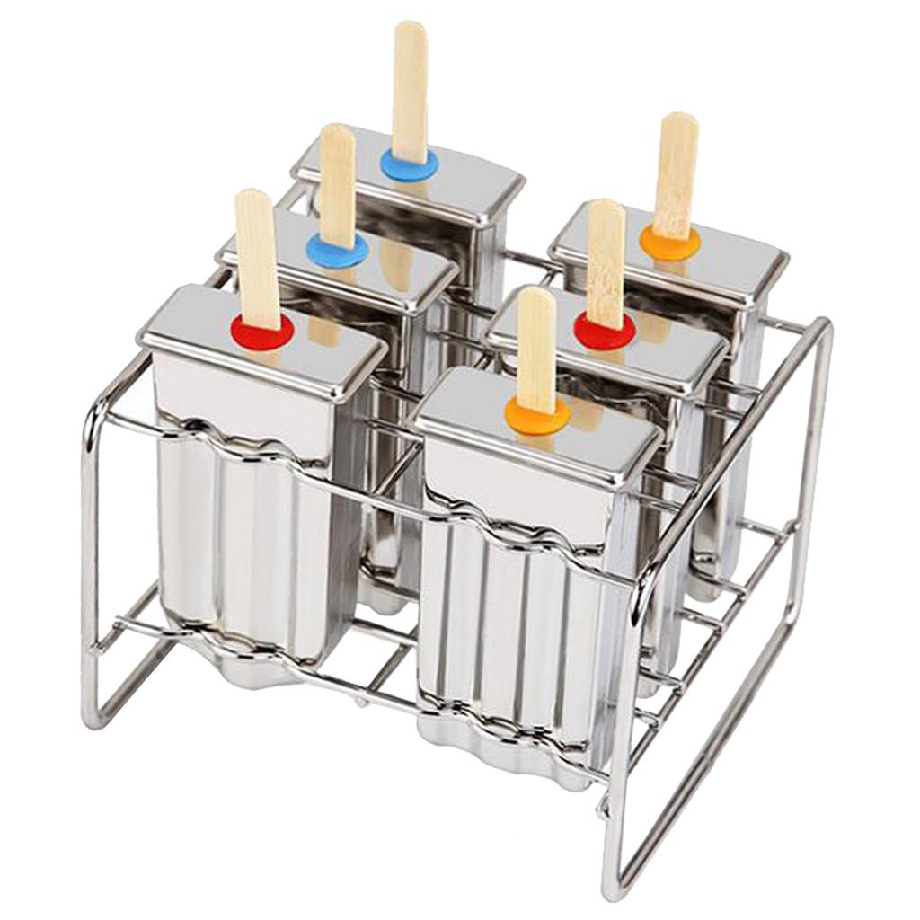 6 Cells Ice Pop Mold Popsicle Mould 3 Cell Flat grooved+3 Cell Round grooved