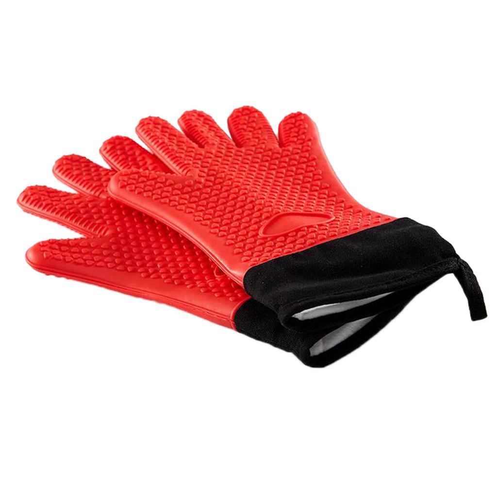 Kitchen Silicone Gloves Heat-resistant Oven Mitts BBQ Cooking Grilling