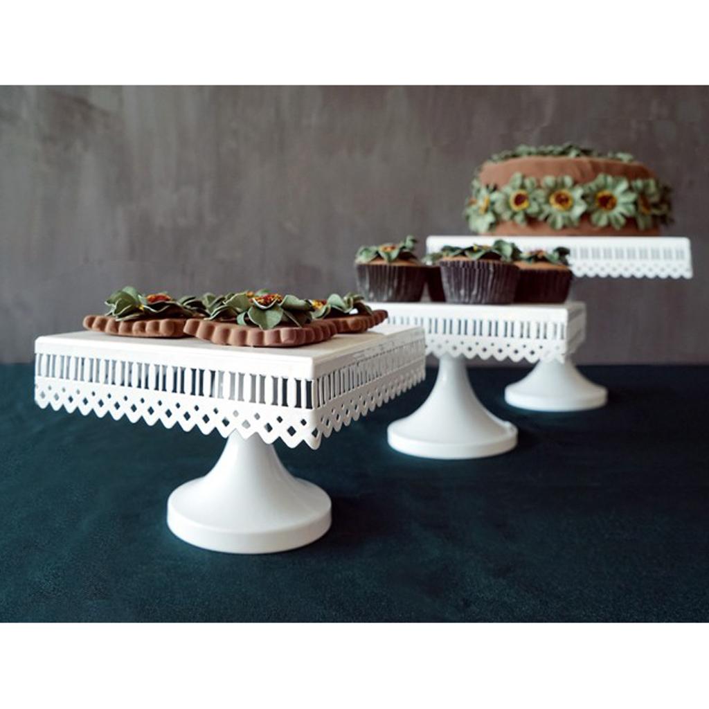 Square Cake Stand White Iron Metal Cake Tools Wedding Table Decoation L