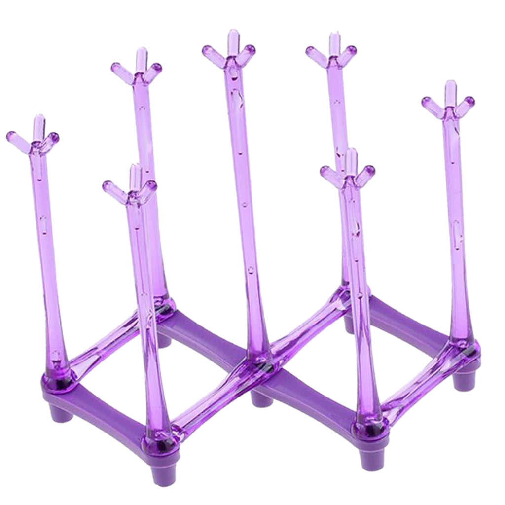 Cup Drying Rack Glasses Holder Mug Storage Shelf Wine Tumbler Stand Purple