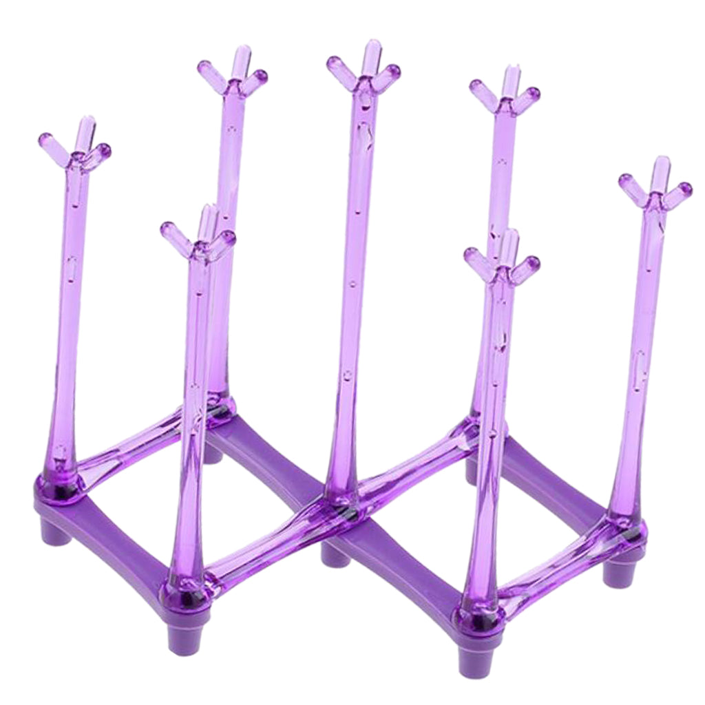 Cup Drying Rack Glasses Holder Mug Storage Shelf Wine Tumbler Stand Purple